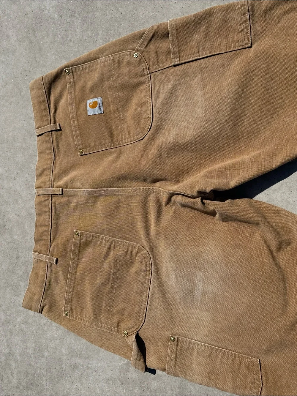 Men's USA made Carhartt double knee Carpenter Work Pants in Brown
